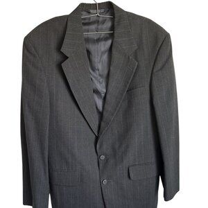Lands End 2 Button Black Pinstriped 100% Wool Blazer Sz 39